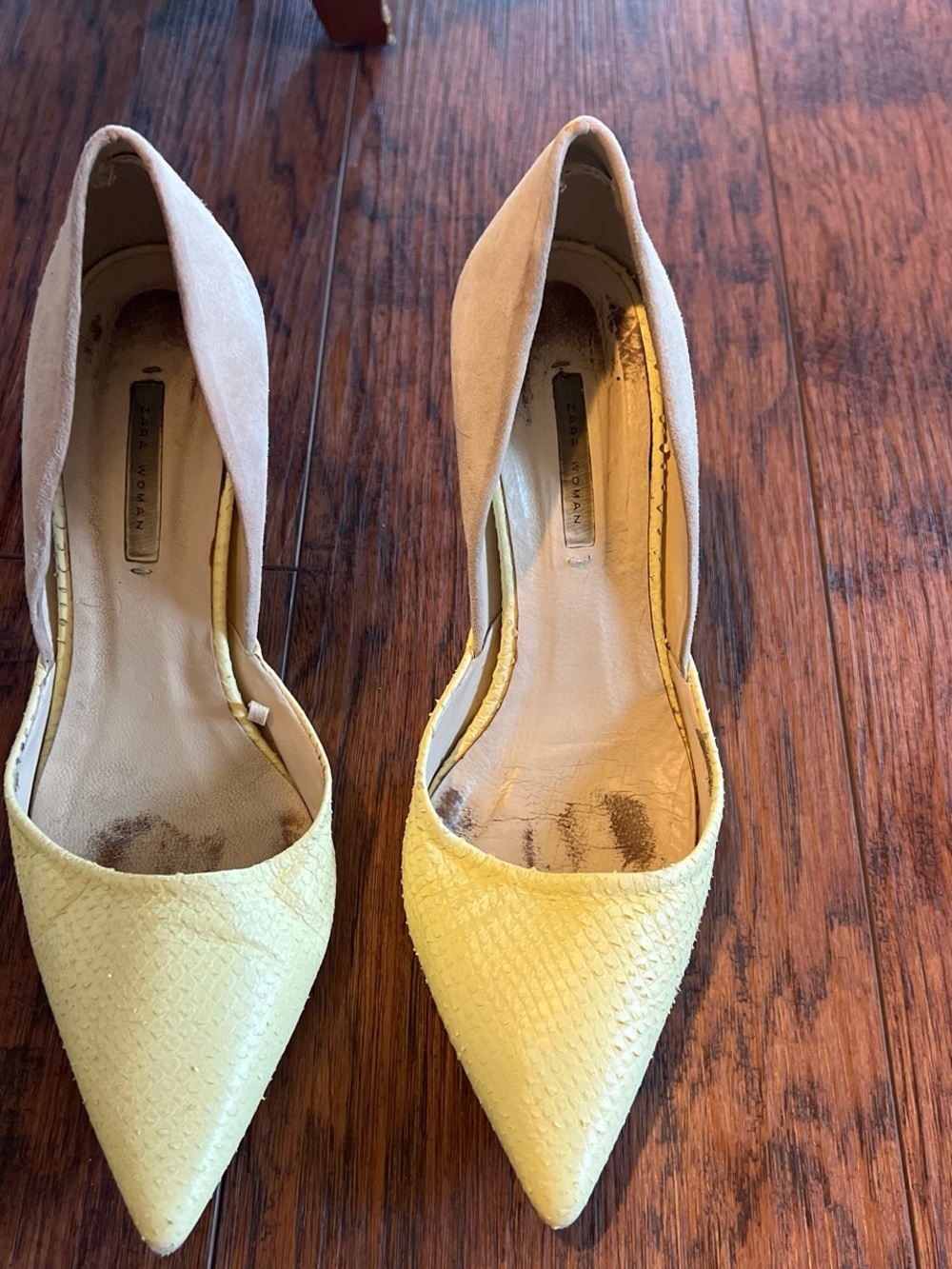 Zara Pale Yellow Pointed-Toe D'Orsay Heels